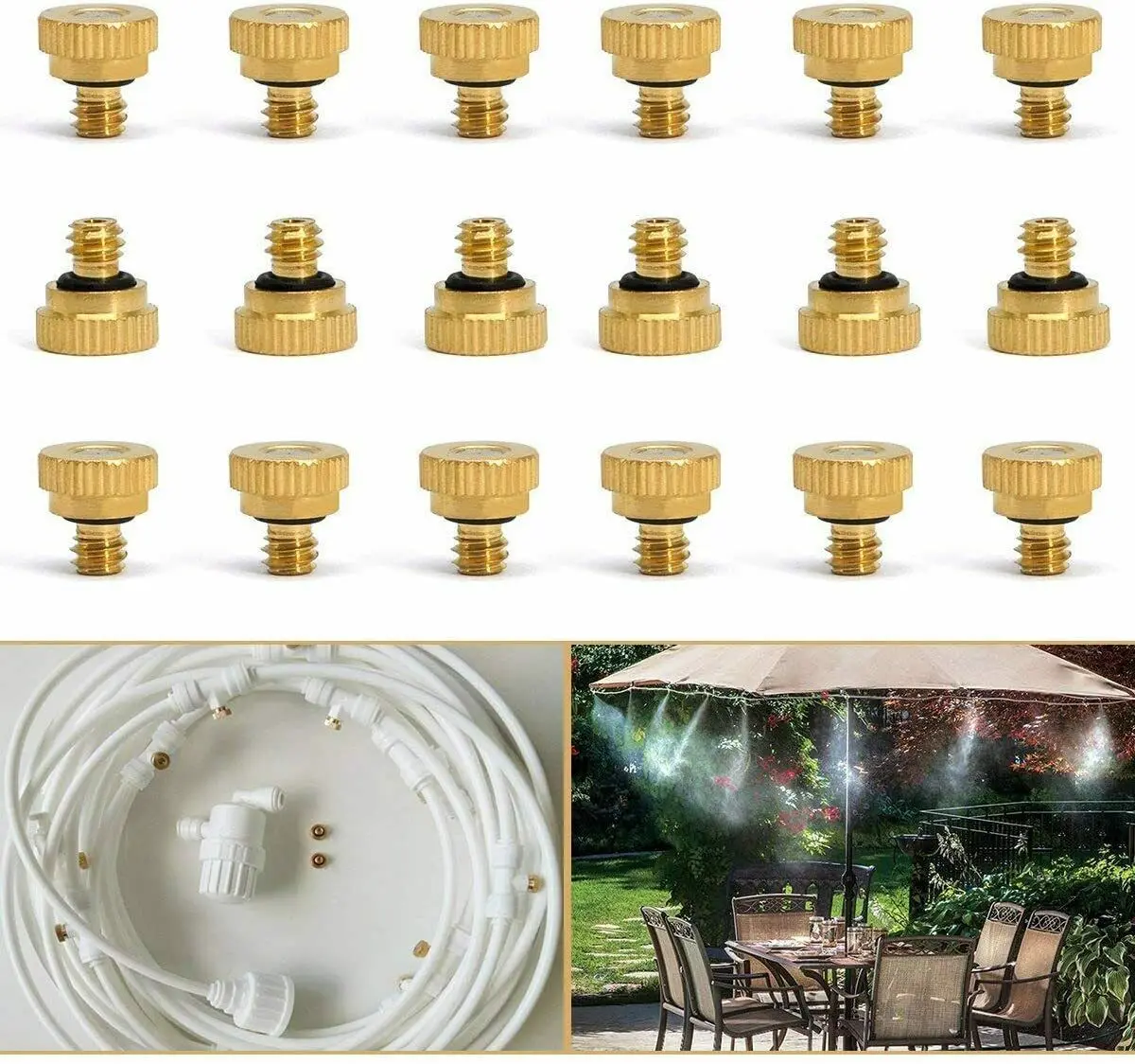 

20pcs 0.3mm Brass Misting Nozzles Water Mister Sprinkle Cooling System Garden Tool