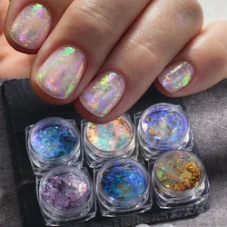 Glitter per unghie Set opale fiocchi per unghie rosa sirena sfregamento polvere iridescente paillettes polvere riflettente Manicure Decor GLXR01-07-1