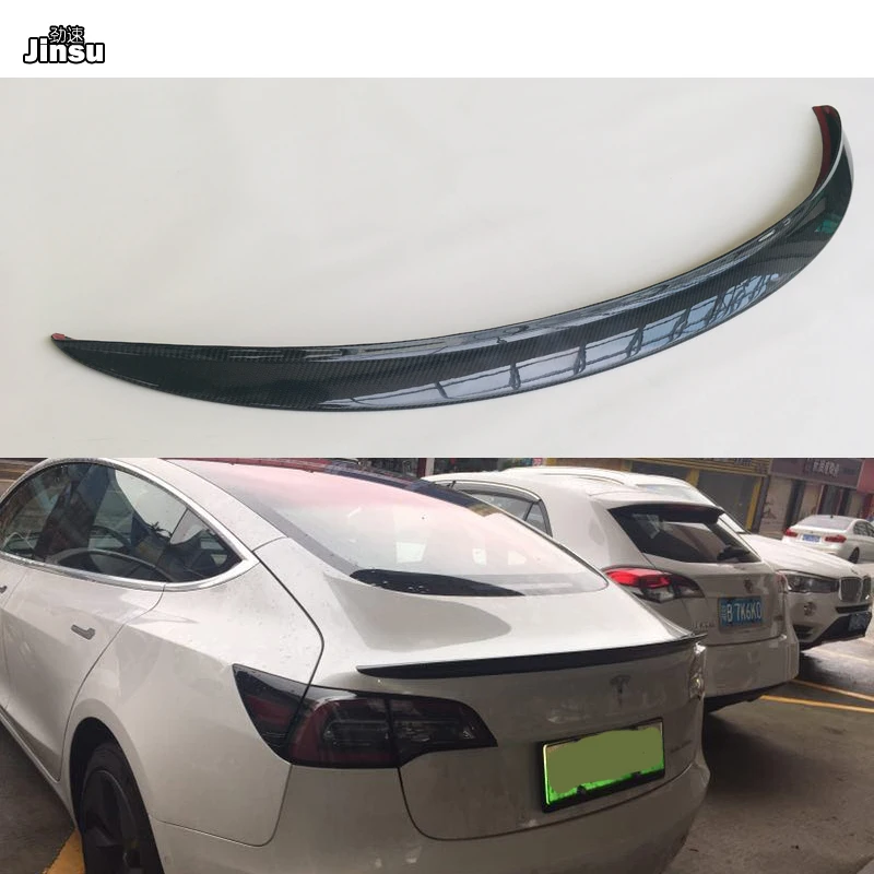 

Carbon fiber rear trunk spoiler lip for Tesla Model 3 2019 2020 model3 sport styling rear spoiler wing