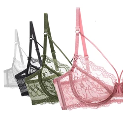 New Deep V Lace Bra Top Female Sexy Lingerie Transparent Ultra Thin Bras For Big Breast Women Underwear Brassiere A B C D E Cup