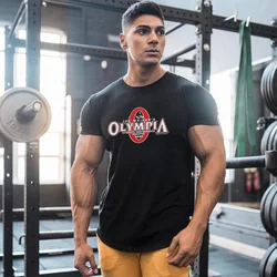 Di marca di Modo degli uomini di Estate Casual Manica Corta T-Shirt Abbigliamento In Cotone Bodybuilding Muscolare Palestre di Forma Fisica di Sport di Tendenza Della Stampa Magliette E Camicette