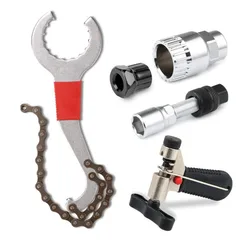 Bicycle Repair Tool Bike Extractor+Spoke Wrench+chain Breaker+Bottom bracket/Freewheel Removal Tool+Wrench with Chain Tail Hook