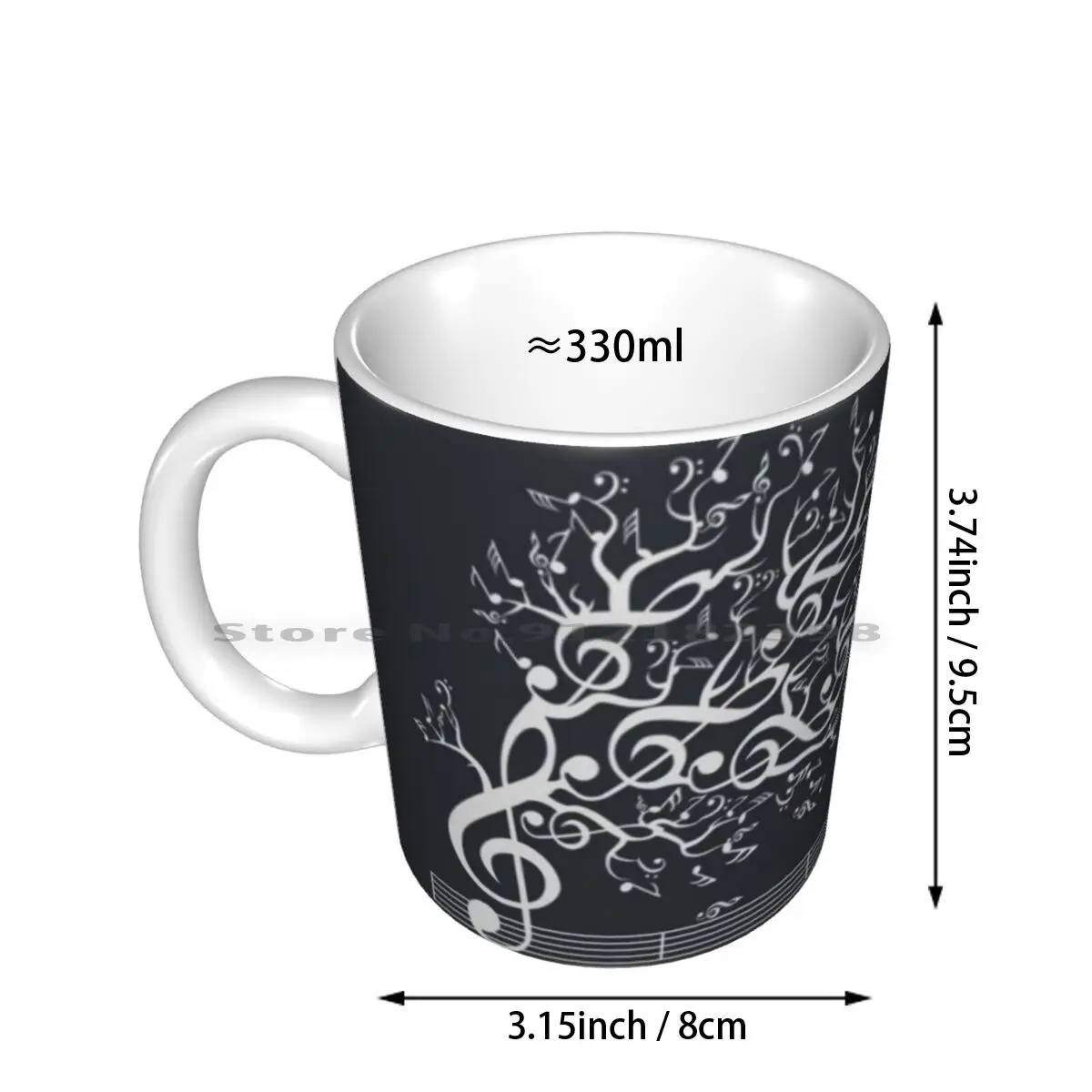 The Sound Of Nature In Motion-White Ceramic Mugs Coffee Cups Milk Tea Mug Music Tree Wind Sound Blowing In Cool Retro Cute