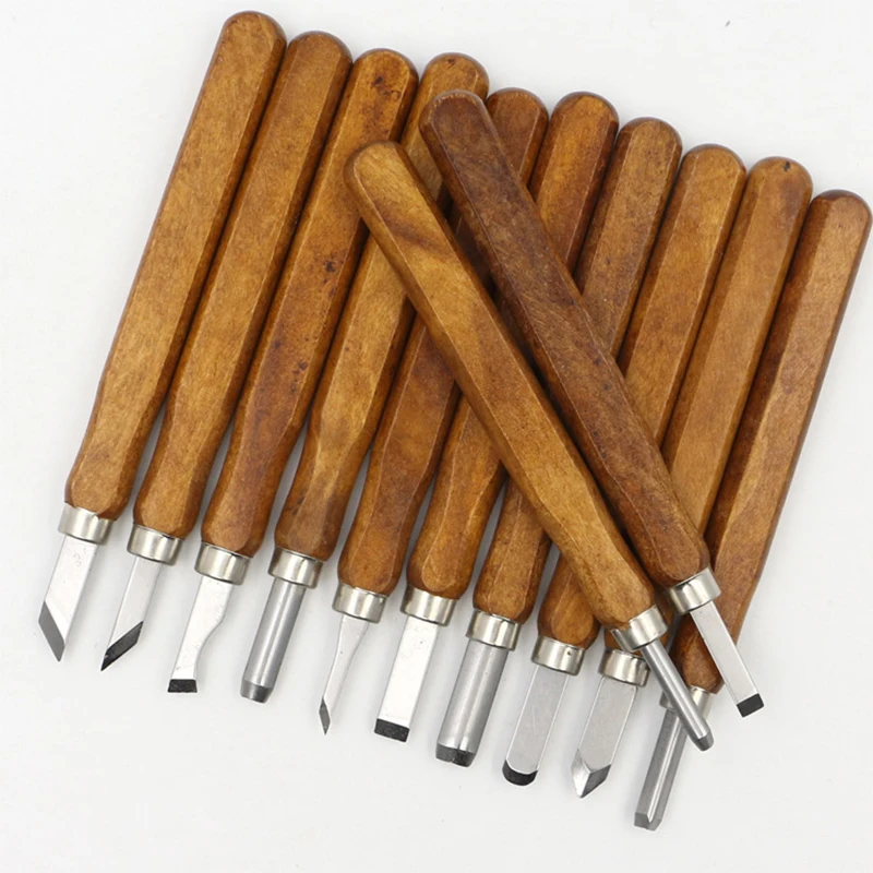 12 pz/set intaglio del legno scalpelli strumenti intaglio del legno per fai da te incisione del legno oliva intaglio coltello Set di strumenti coltello fatto a mano
