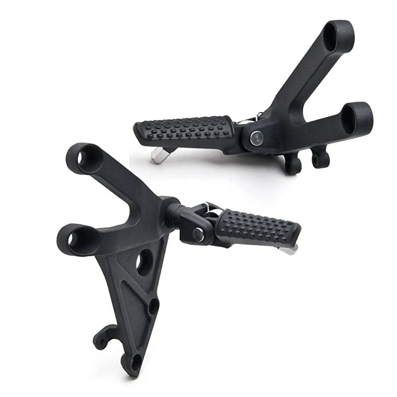 Motorcycle Black Front Rider Foot Pegs Footrest Bracket Fit For Honda CBR600RR 2003-2006