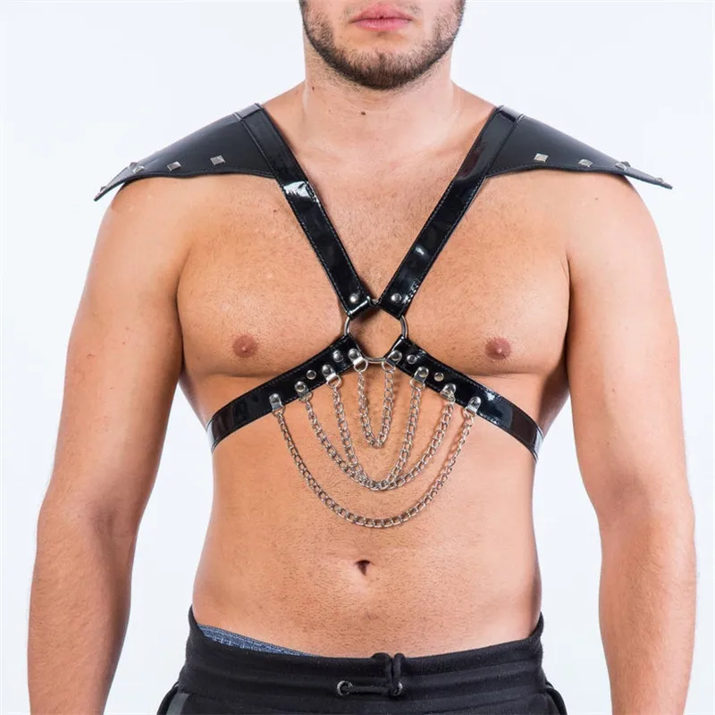 

Sexual Leather Chest Harness Men Feisth Gay Clothing BDSM Body Bondage Shoulder Harness Belts Strap Rave Gay Costumes for Sex