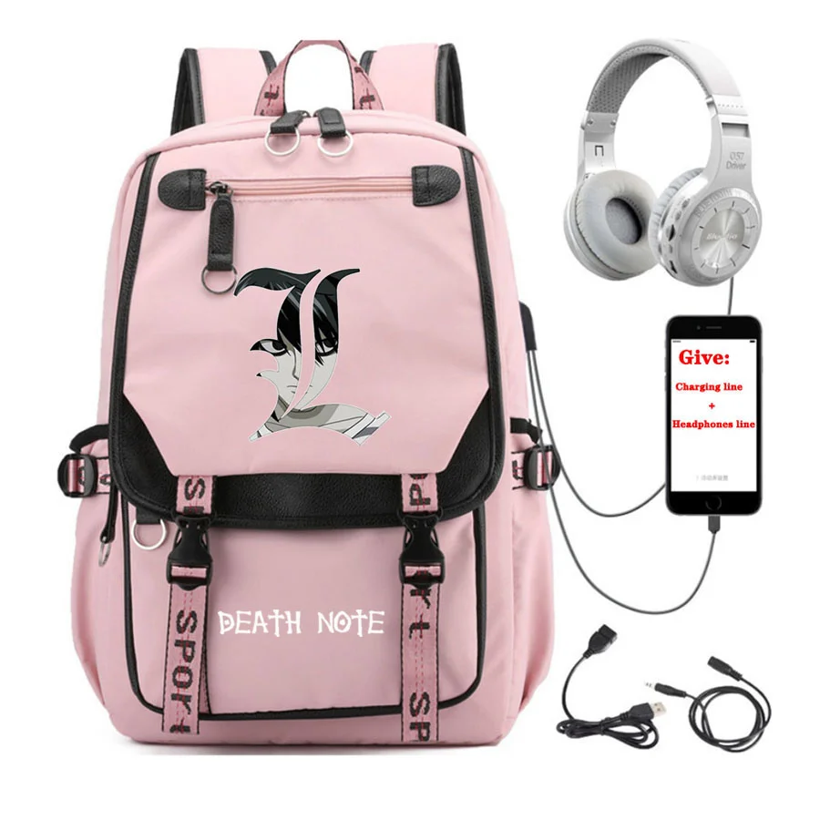 anime Death Note backpack Unisex Travel Backpack student School book Bag USB Charging teenagers Laptop packsack