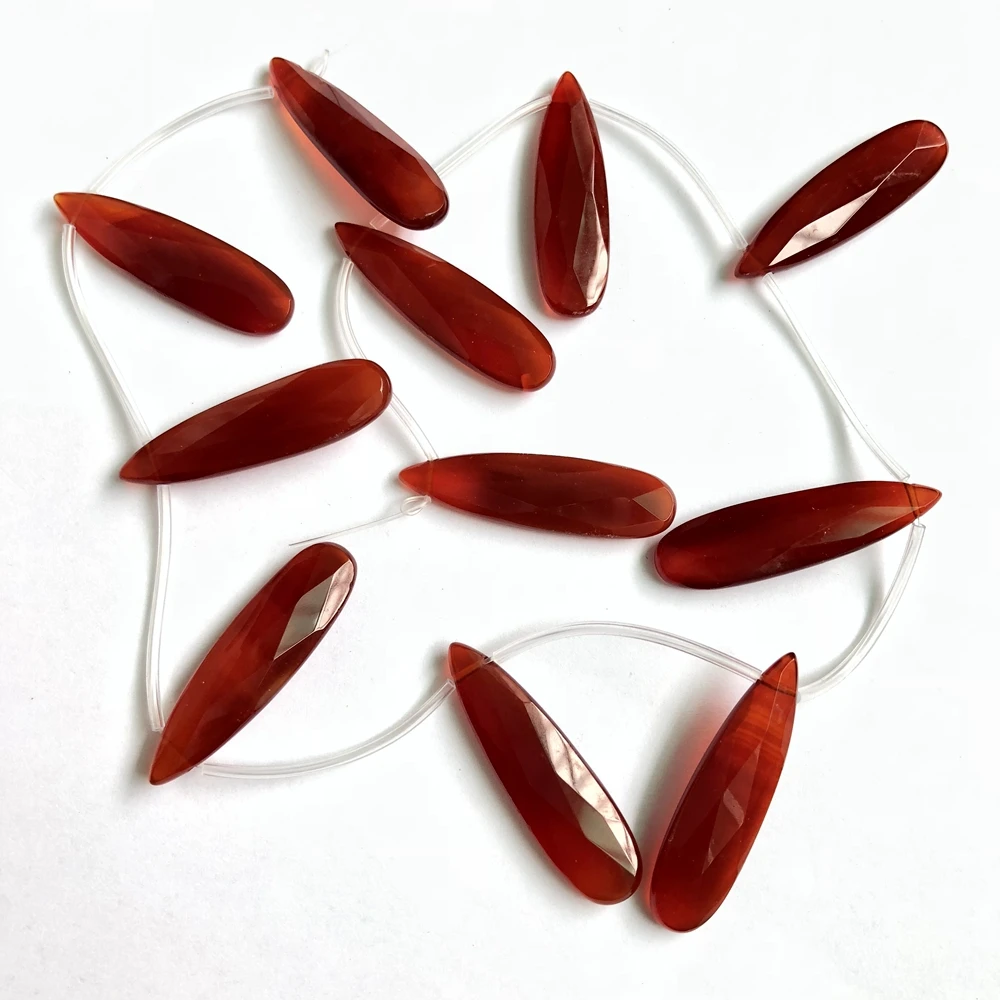 PANGEM-Wholesale 1 string Natural Red Carnelian Agate 10x36mm Faceted Pear Drop Beads,Natual Gem Stone Jewelry Loose Beads