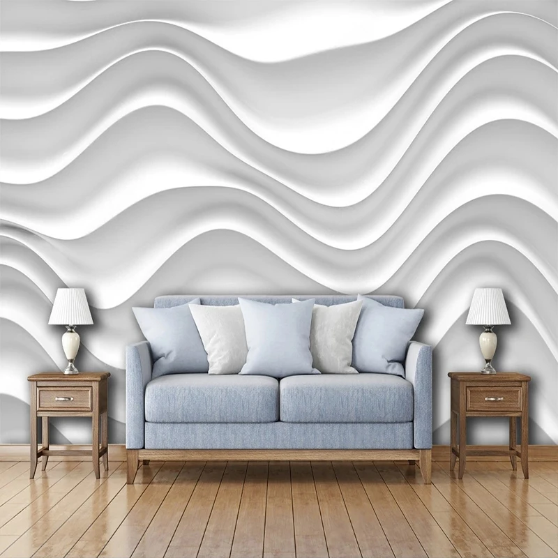 

3D Wallpaper White European Style Wave Pattern Covering Wall Painting Living Room Bedroom Backdrop Home Decor Papel De Parede