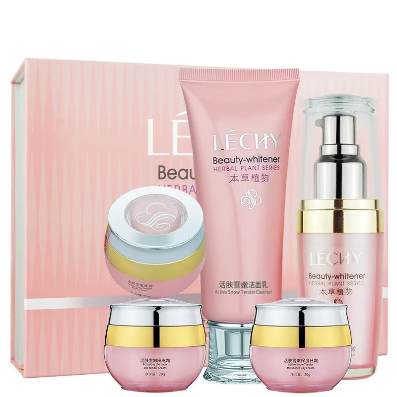 

LECHY Face Whitening Cream Day Night Cleaner Serum Sets Face Care Moisturizing Skin Lightening