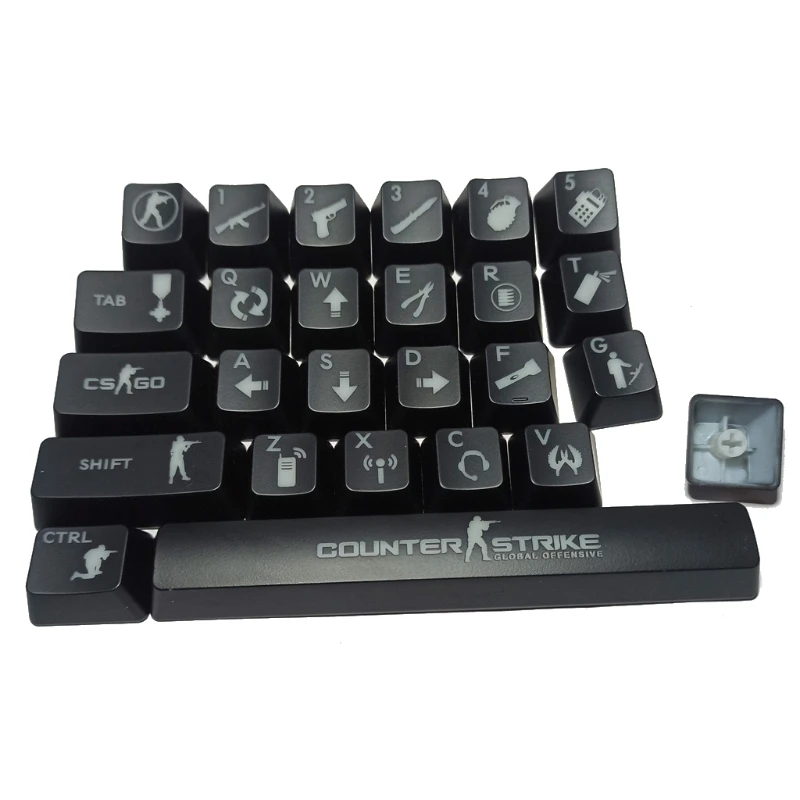 26 keys ABS Shot Backlit For OEM Cherry MX Mechanical Keyboard CS go Keycap