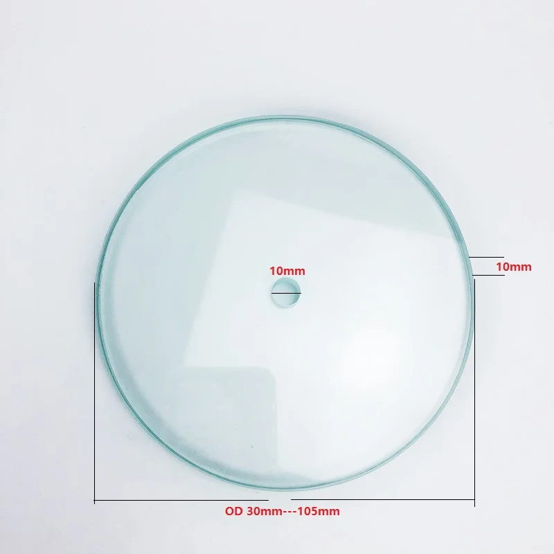 Borosilicate Transparent Glass,Sight Glass Disc  Diameter 30mm---105mm With 10mm Round Hole In The Middle ,Thickness 10mm