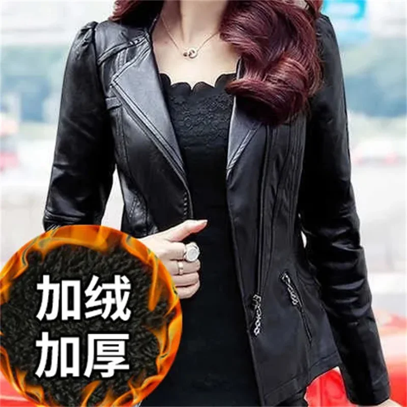 Blouson d'automne en cuir PU femme noir, vêtement d'extérieur court, coréen, amincissant, pour moto, 2022