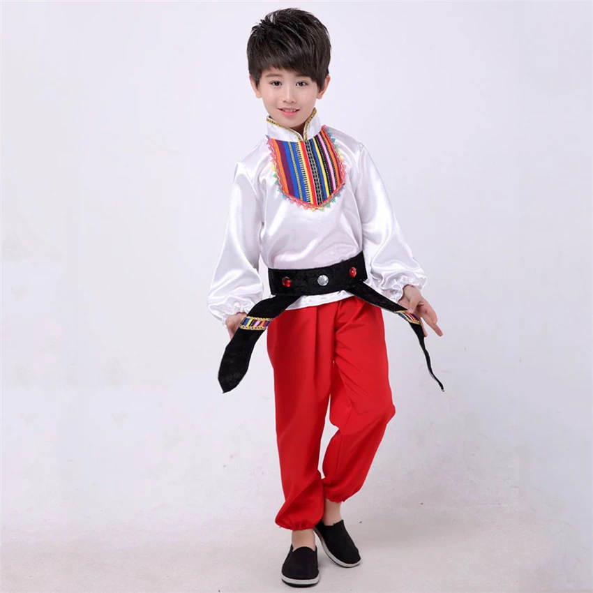 Russian National Costumes Modern Stage Boy Dance Costumes Children Princess Dress Girl Party Chinese Folk Dance Dress Festival