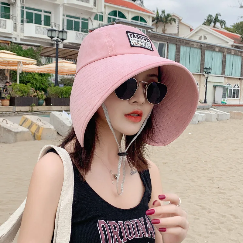 K58 Women\'s hat Summer Hat UV Protection Fashionable Big Brim Sun protectionCap Beach Sunhats Ponytail Hat Travel Visor Panama