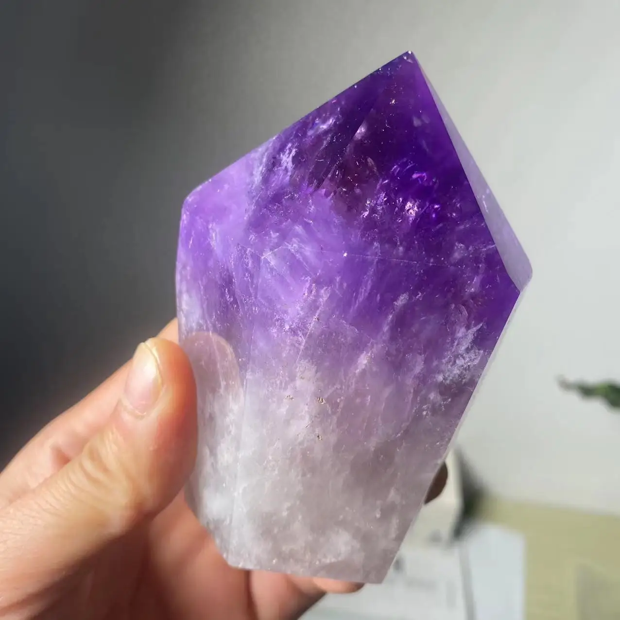 

Natural Purple Crystal Tower Natural Brazilian Amethyst Energy Wand Reiki Healing