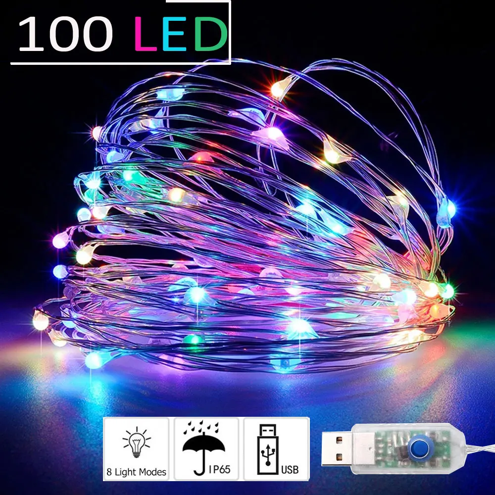 

1M - 10M USB 8 Modes LED String Fairy Lights Copper wire Christmas Tree New year's Garlands for Party Christmas Decoration