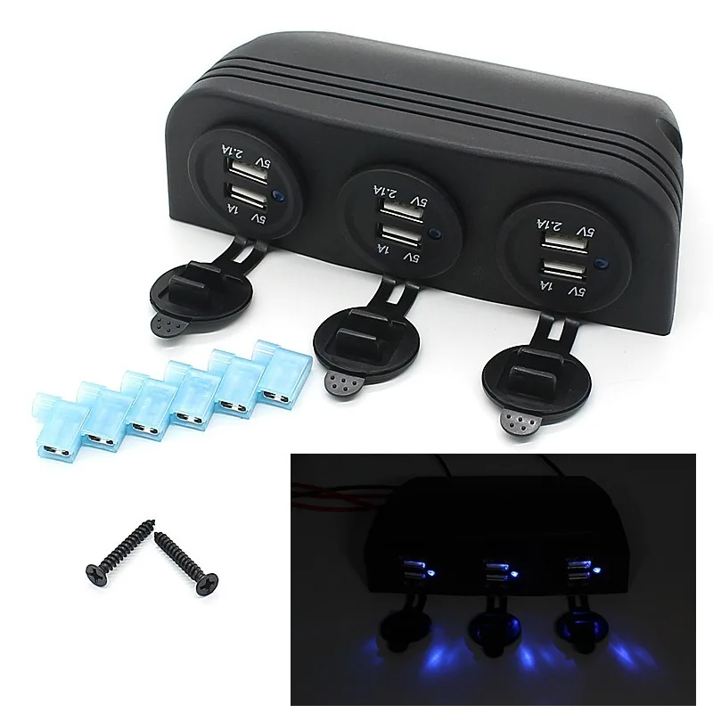 12-24V Car Auto Boat Caravan Cigarette Lighter Socket USB Mobile Phone Charger Power Adapter Charger Combo For Car Boat