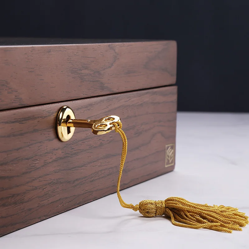 Vintage Lock Jewelry Watch Storage Box Integrated Solid Wood Organizer Double-layer Storage Box Earrings To Prevent OxidationCus