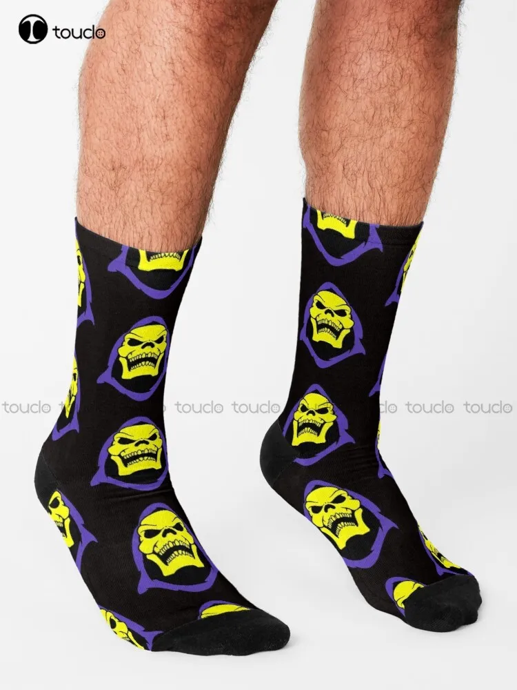 Skeletor Retro Socks Long Socks Personalized Custom Unisex Adult Teen Youth Socks 360° Digital Print Halloween Christmas Gift