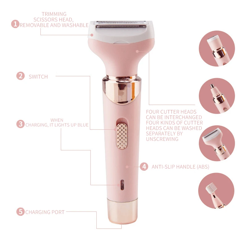 Pemangkas Rambut Semua Dalam Satu Elektrik Dapat Diisi Ulang untuk Alat Perawatan Wanita Pencukur Janggut Pemangkas Alis Wajah Pencukur Telinga Hidung
