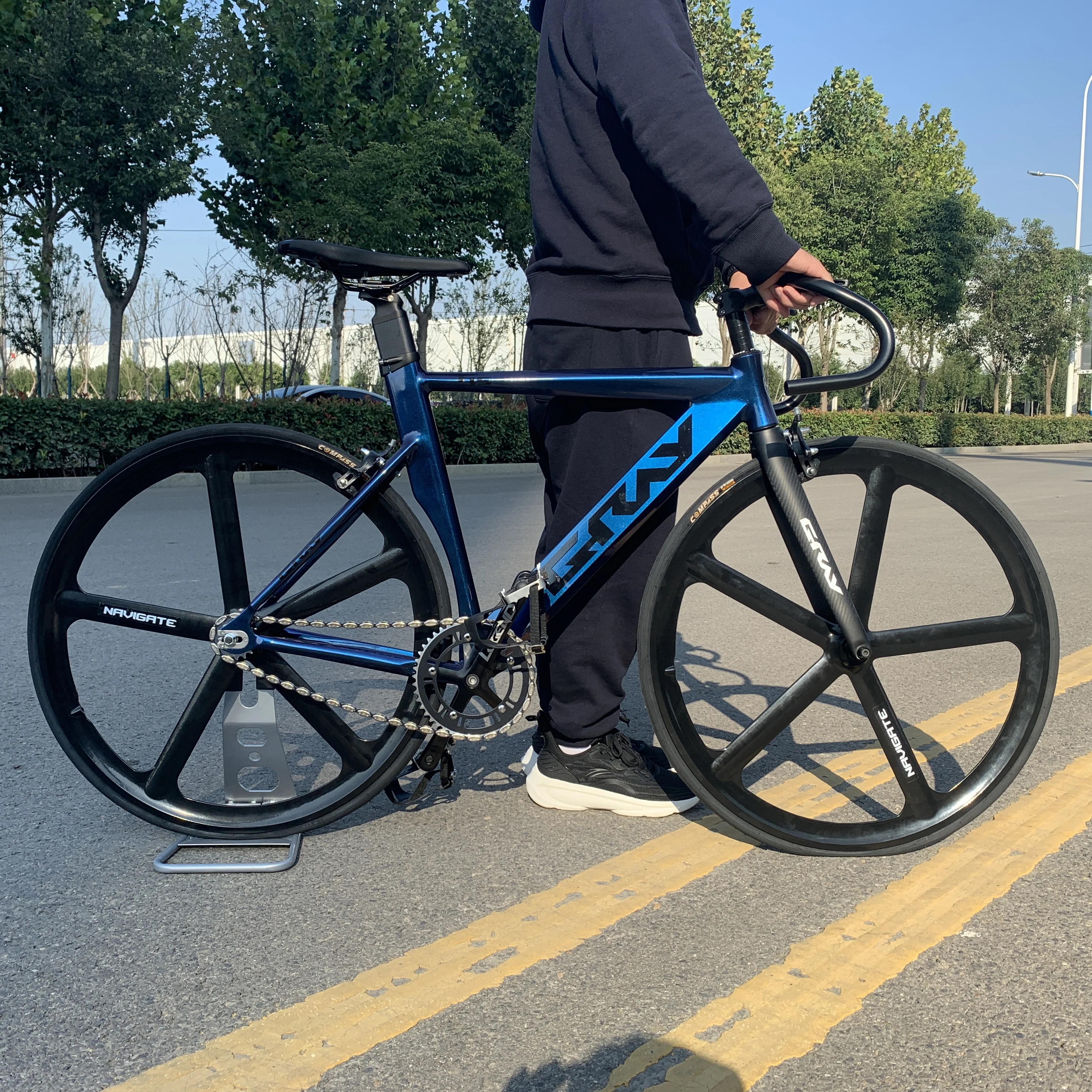 Track Bike Fixie Bicycle Carbon Front Fork Aluminum Alloy Frame 700C Magnesium Wheel Single Speed Fixed Gear Freewheel Cycling