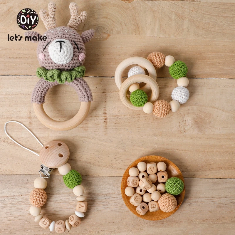 

Let's Make Baby Toys Teethers For Teeth Rodent With A Name Personalized Pacifier Chain Holder For Nipples Bracelet Rattle Frog