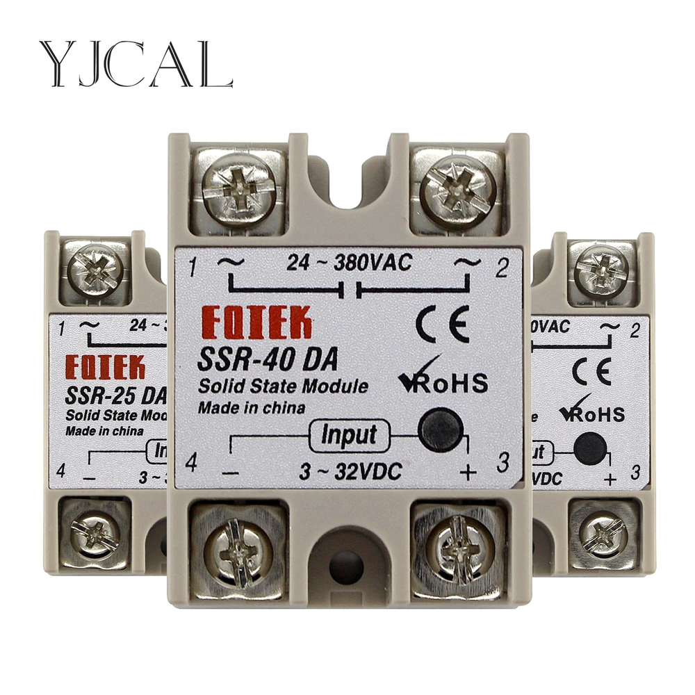 SSR-10DA SSR-25DA SSR-40DA 10A 25A 40A Solid State Relay Module 3-32V Input DC 24-380V AC Output High Quality