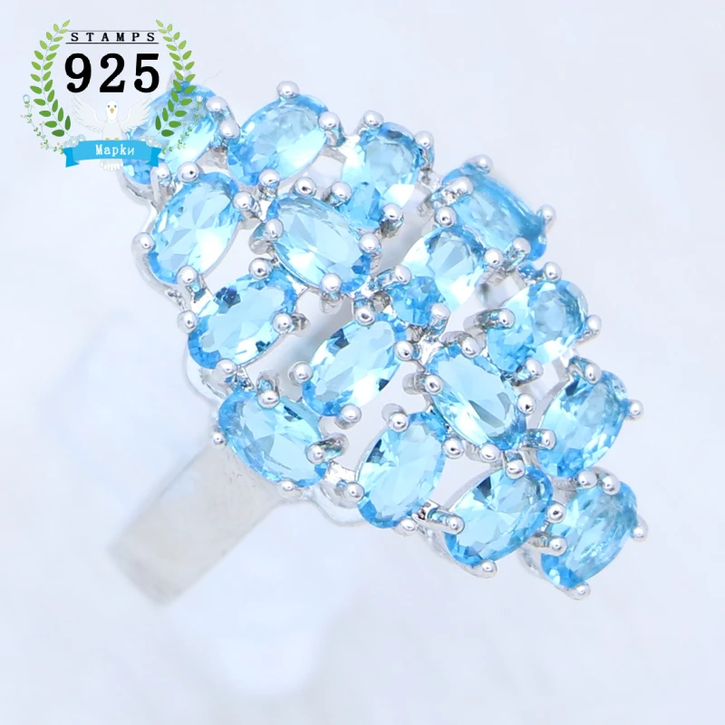 

Transparent Sky Blue Cubic Zirconia Ring 925 Sterling Silver Bridal Ring Noble Sky Blue Wedding Jewelry Accessories