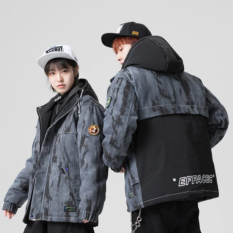 Mit kapuze Unten Jacke Männer Streetwear 2021 Neue Winter Brief Drucken Unten Mäntel Herren Dicke Warme Mit Kapuze Jacke Koreanischen Stil Oberbekleidung