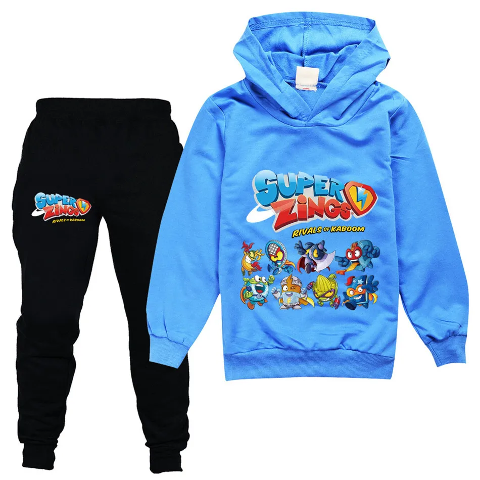 2-13Y Children Long Sleeve T-Shirt Black Pants 2Pcs Set Anime Super Zings Print Boys Girl Tracksuit Superzings Kids Baby Clothes