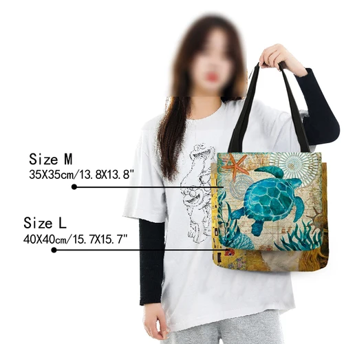 Imagen 2 del producto Bolso de mano con estampado de gato de dibujos animados para mujer, bolso de hombro de tela de lino para mujer, bolsos de compras informales para exteriores, bolsos de compras para comestibles