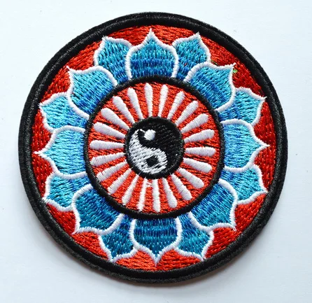 1x Yin yang tao taoism peace trance boho hippie yoga applique iron on patch (≈ 7.7 cm)