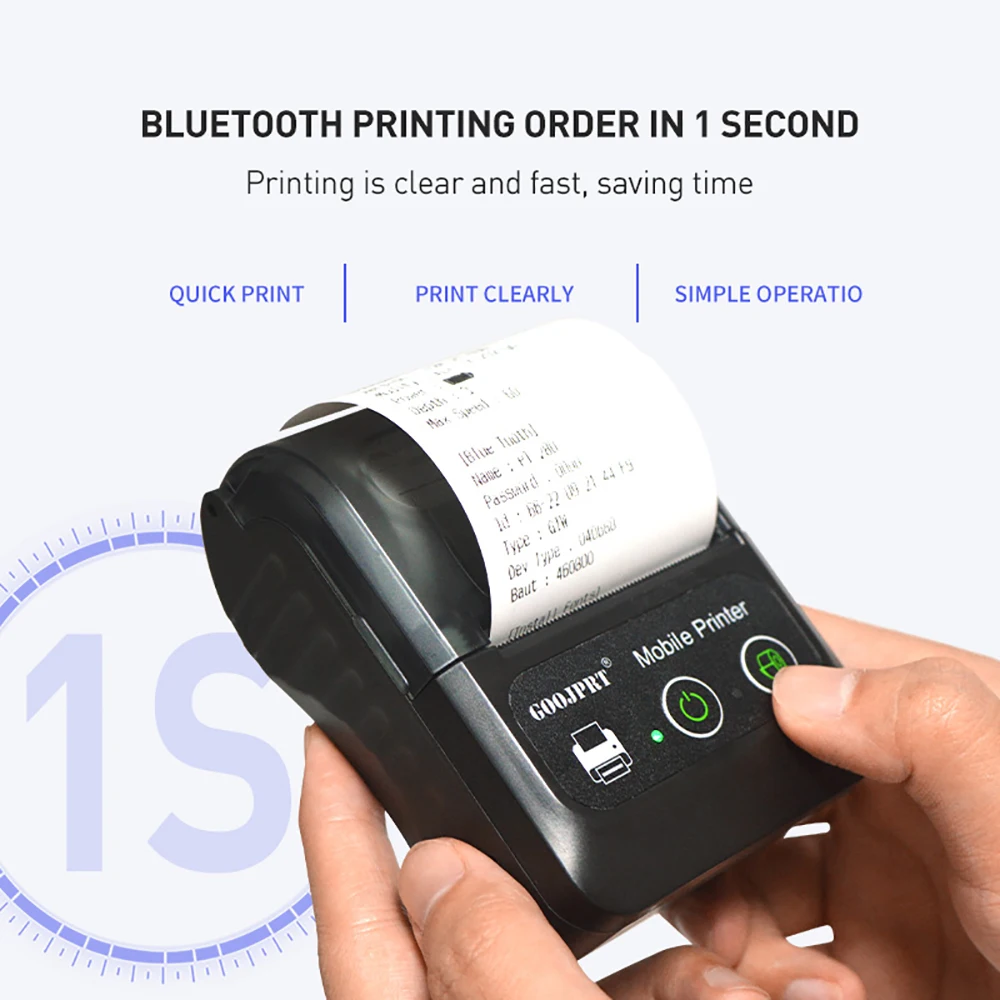 Mini Portable Bluetooth Thermal Receipt Compatible With Mutil-ple System Suitable For POS Machine to Print Bill Printer