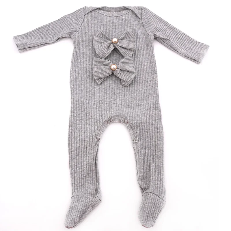 Ribbed cotton bodysuit for Baby Girls newborn toddler kid solid color romper footies Outfits children clothes Pajamas commission