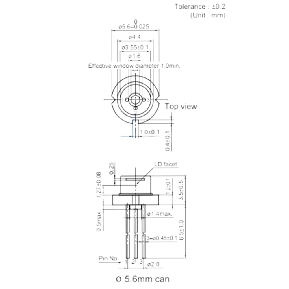 5 buah baru LD 650nm 5mw 5.6mm Laser merah Diode M Pin tipe LD TO-18