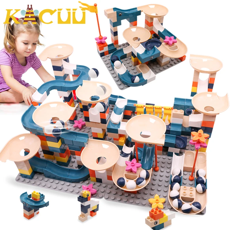 Big Size Marble Race Run Construction Block Figures Building Blocks Funnel Slide Blocks DIY Bricks Toys For Children Kids Gift