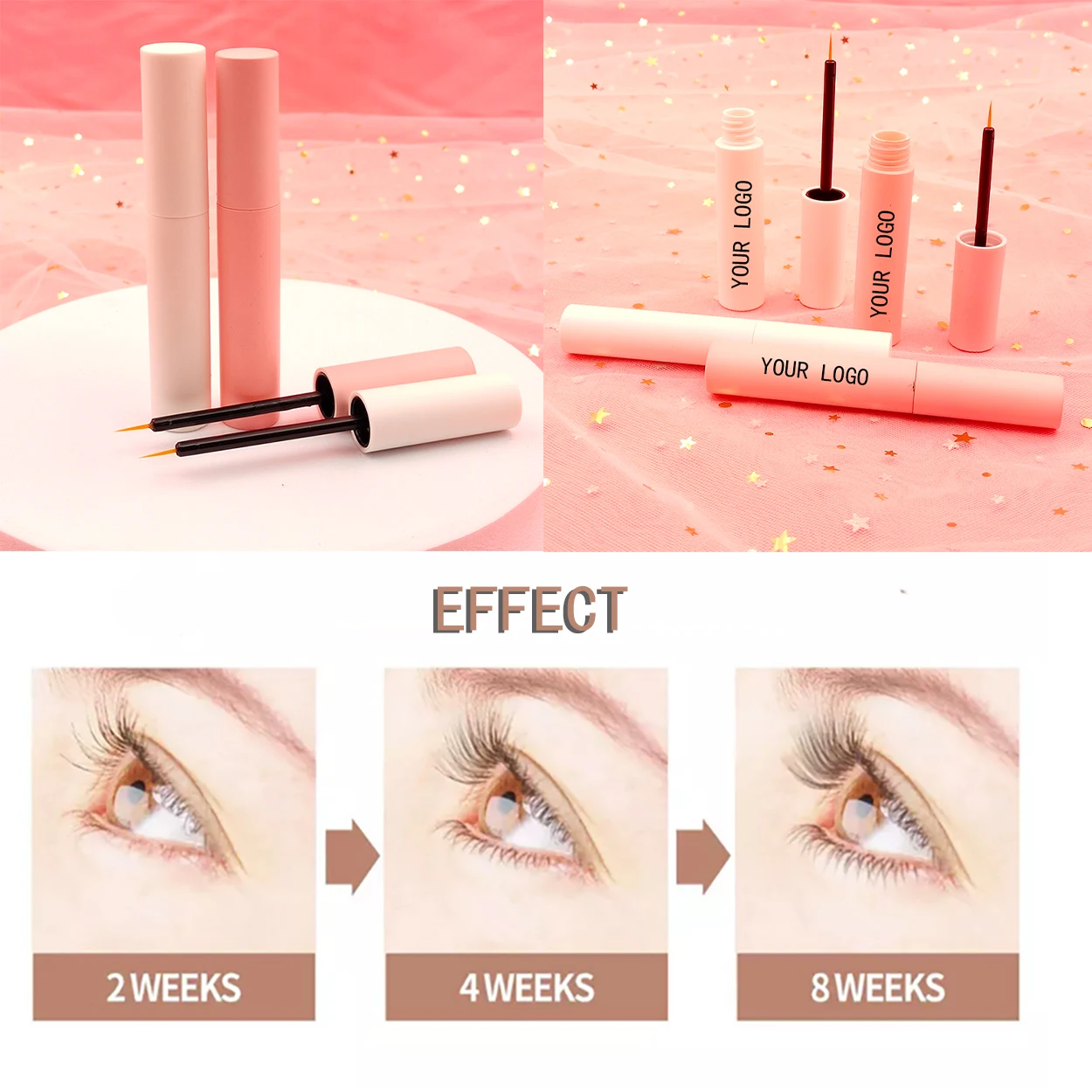 Custom Rapid Eyelash Growth Serum Natural Vegan Non Irritating Lash Boost Serum for Longer Fuller Thicker Lashes and Brows