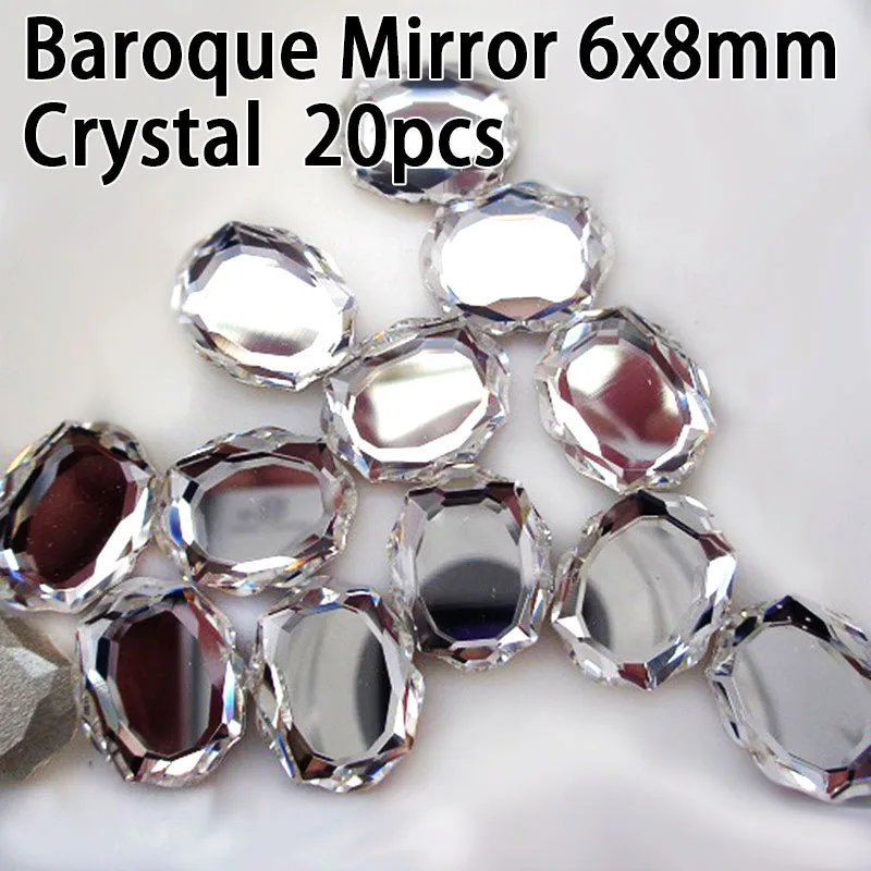 20 peças cristal k9 espelho barroco strass vidro luxo strass para unhas 3d arte vestuário decoração artesanal suprimentos joias