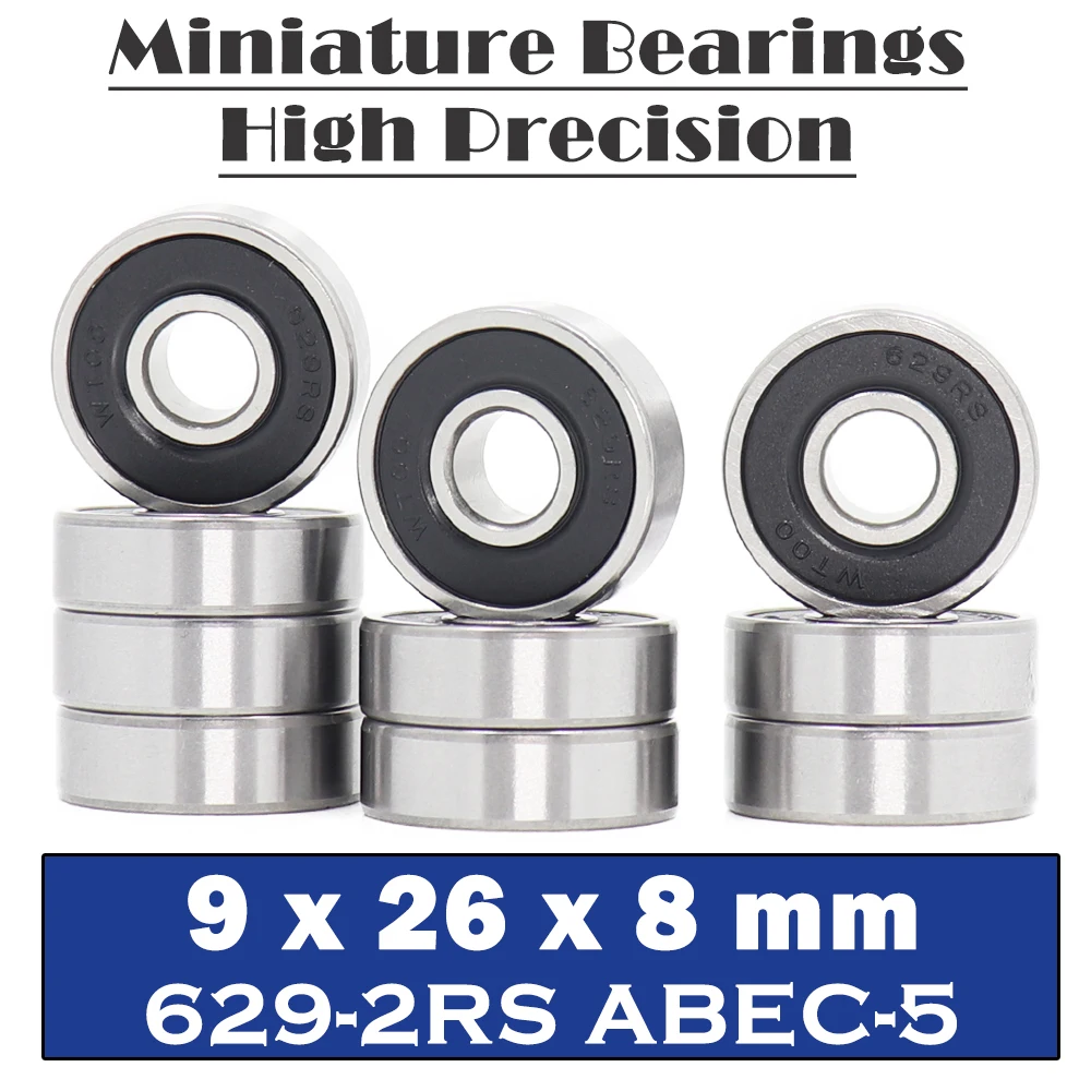 629RS Bearing ABEC-5 ( 10 PCS ) 9*26*8 mm Miniature Sealed 629-2RS Ball Bearings 629 2RS