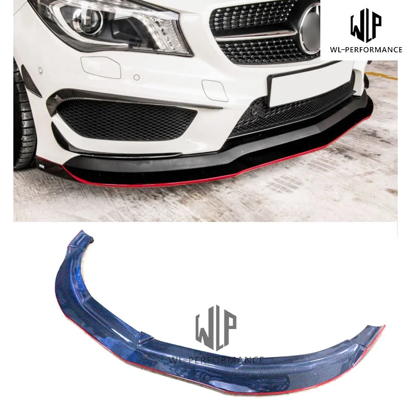 W117 Red Edge High Quality Carbon Fiber Front Lip Splitter Car Styling Fits for Merceders-benz Cla Class Car Body Kit 14-16