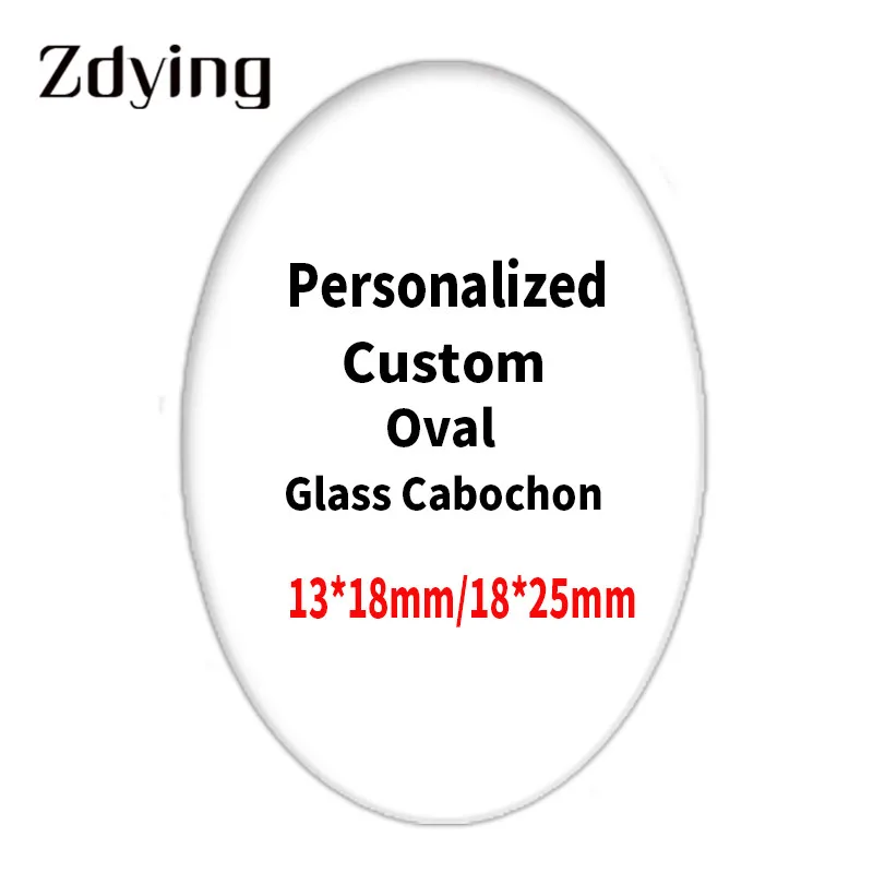 ZDYING 5pcs Handmade Custom Oval Glass Cabochon Photo Picture Demo Flat Back DIY Jewelry Making Findings & Components