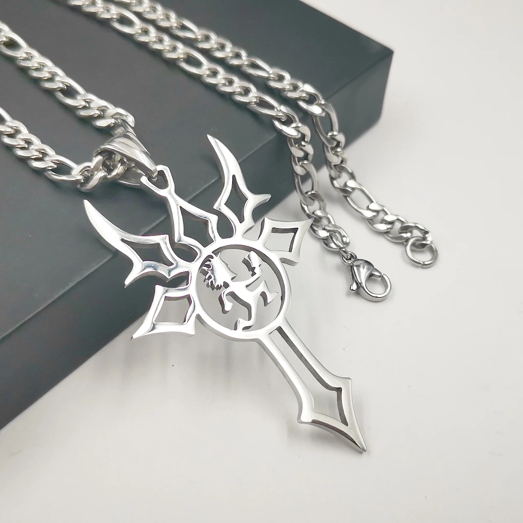 

Hatchetman Cross Necklace Stainless Steel ICP Charms Pendant For Mens Boys 24 inch