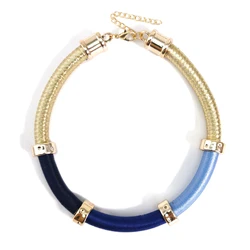 Fashion Handmade Rope Chain Statement Necklaces Women Simple Torques Gold Color Rigid Blue Choker Necklace Collar Bohemian