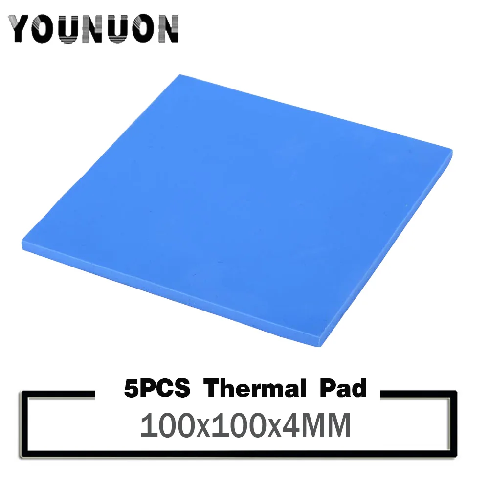 

5PCS 100x100x4mm Thermal conductivity 3.2W CPU Heatsink Cooling Conductive Silicone Pad Thermal Pads