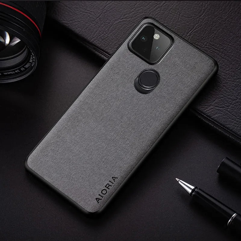 Case for Google Pixel 5A 4A 5G 5 4 XL funda fashion simple design solid color textile Leather shockproof protective Back Cover