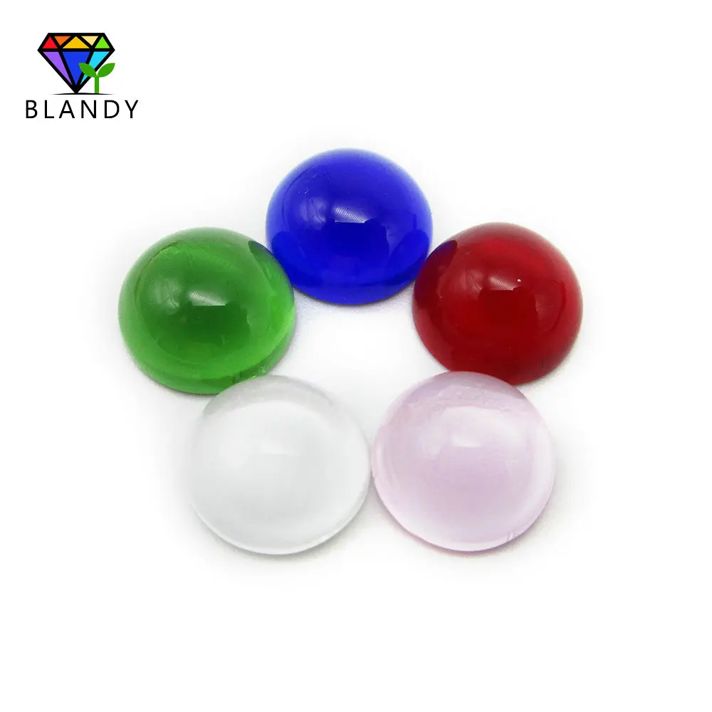 Free Shipping 50pcs/lot 10mm Round Shape Cabochon Flat Bottom Glass Beads Synthetic Stone for Jewelry Making