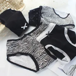 Women's Cotton Underwear Sexy Lace Panties Fashion Bow Girl's Briefs Mid Waist Seamless Striped Underpants Female Lingerie