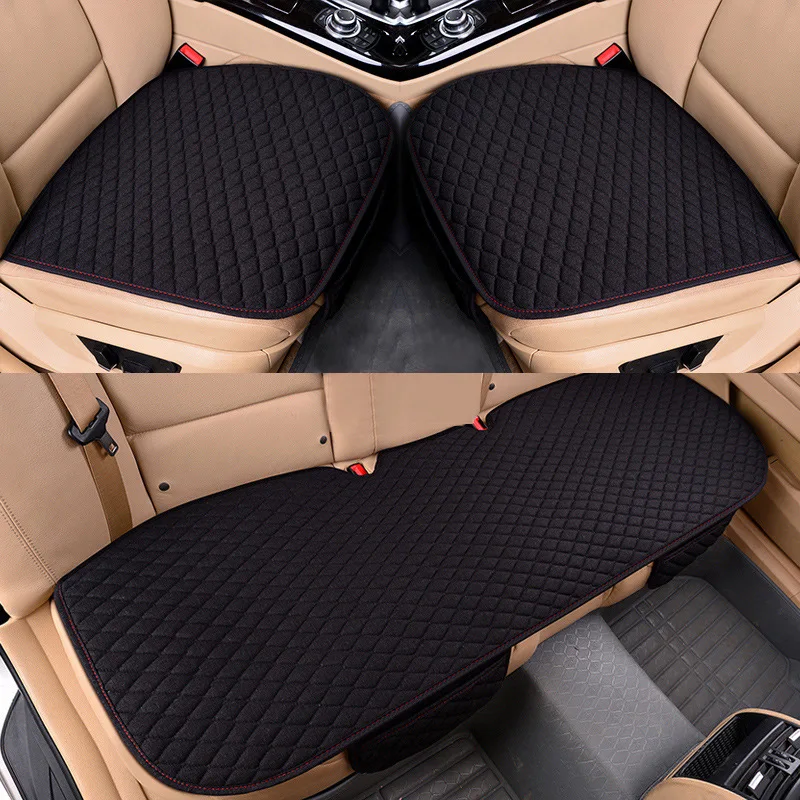 

Auto-Time Flax Car Seat Covers Front/Rear/Full Set Car Seat Cushion Linen Fabric Seat Pad Protector Car Accessories Anti-slip