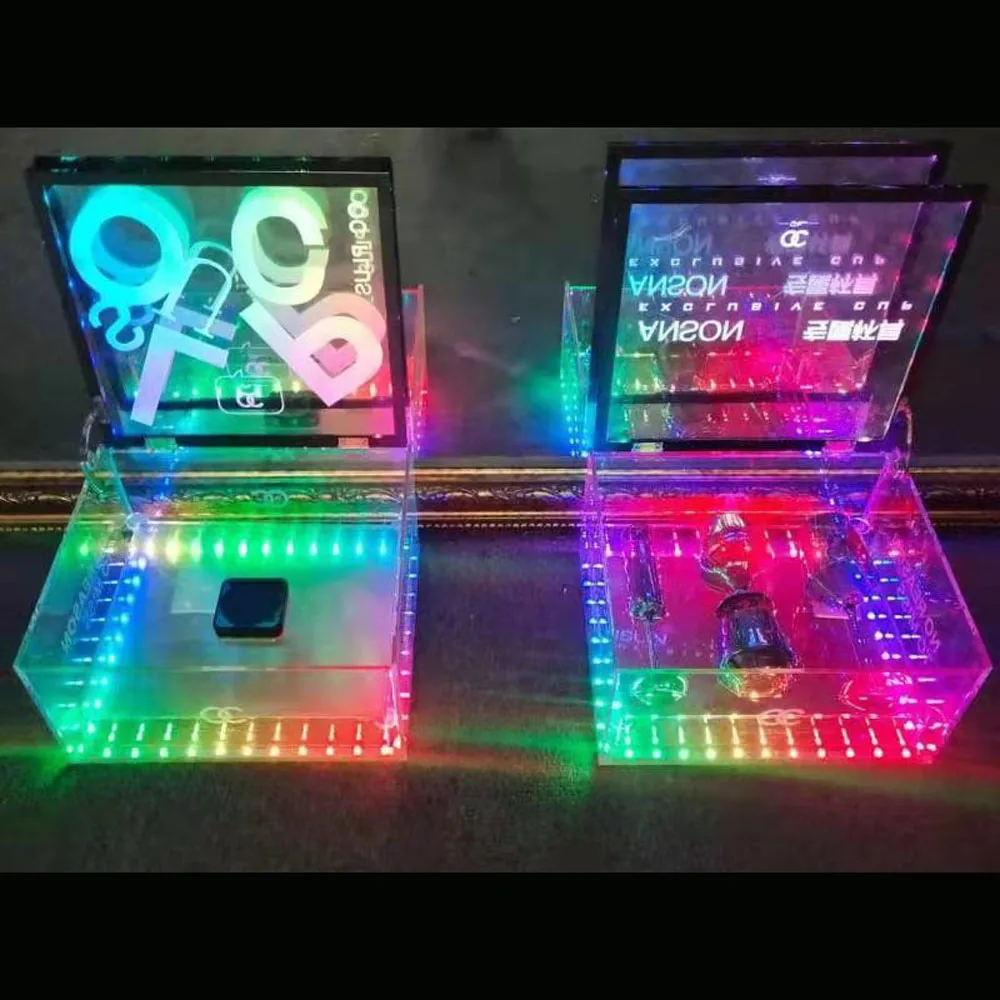 Transparent LED Box With Remote for Wedding Party Disco Bar Dance Celebration Decoration Birthday Diy Gifts Props